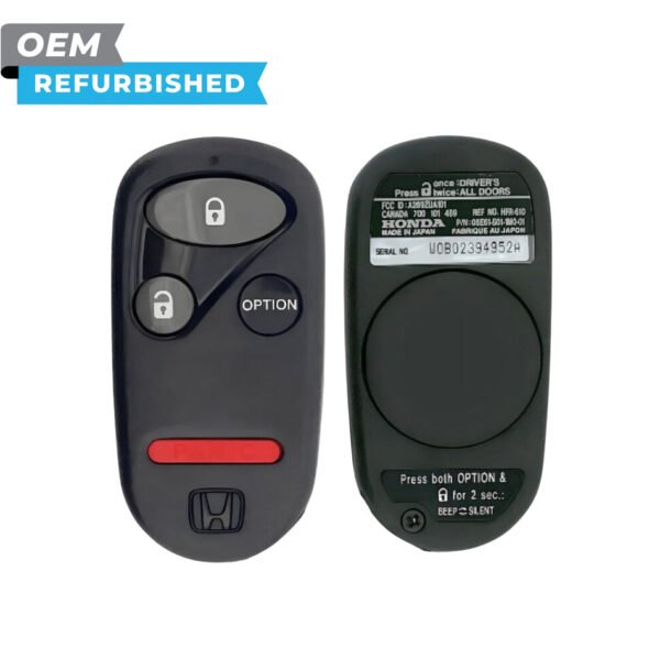 Honda Refurbished 1996-2009 Accord, Civic, Insight, Odyssey, Pilot, S2000 Keyless Entry Remote 4B Option FCCID: A269ZUA101 PN# 08E61-S01-100