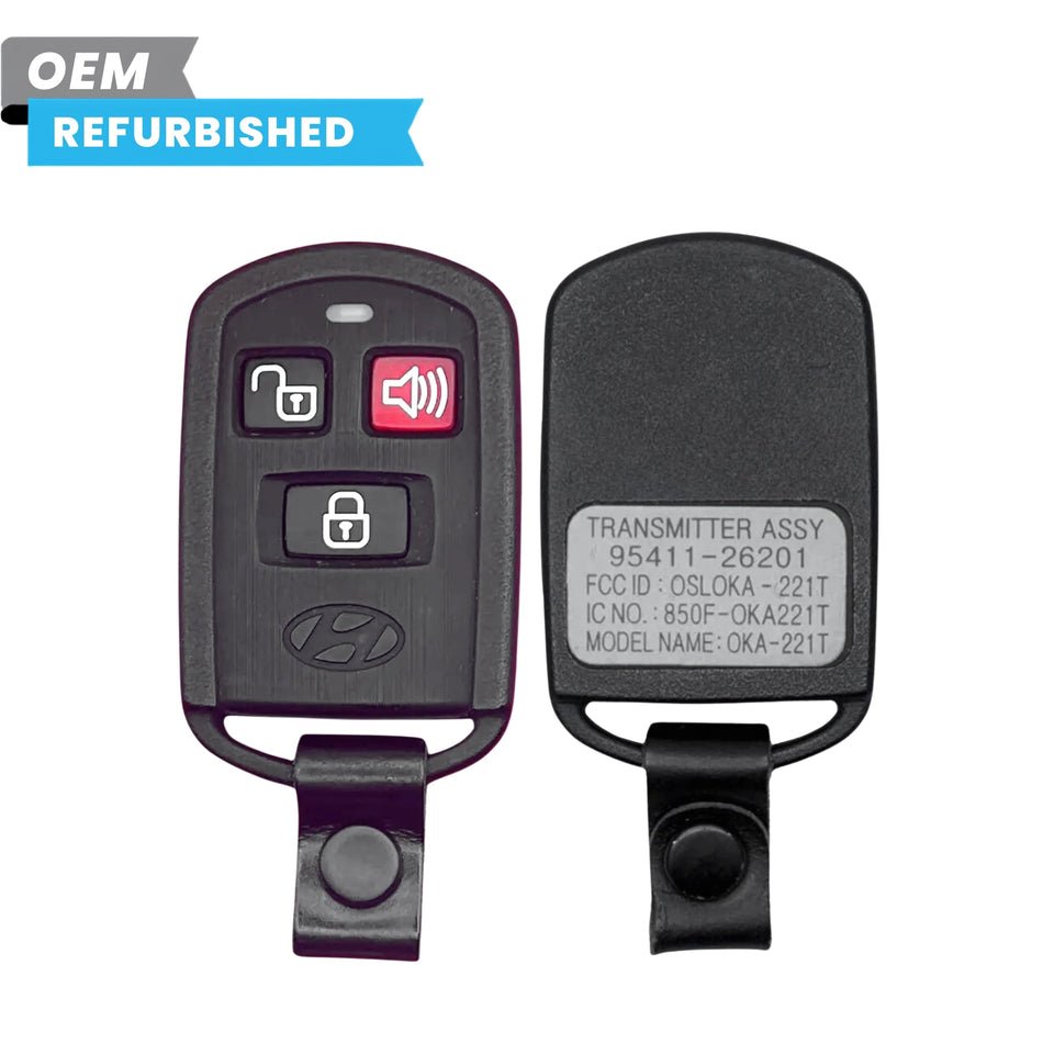 hyundai-refurbished-2001-2006-elantra-santa-fe-keyless-entry-remote-3b-fcc-id-osloka-221t-pn-95411-26201-6609523 Hyundai Refurbished 2001-2006 Elantra Santa Fe Keyless Entry Remote 3B FCC ID: OSLOKA-221T PN# 95411-26201 - Image 1